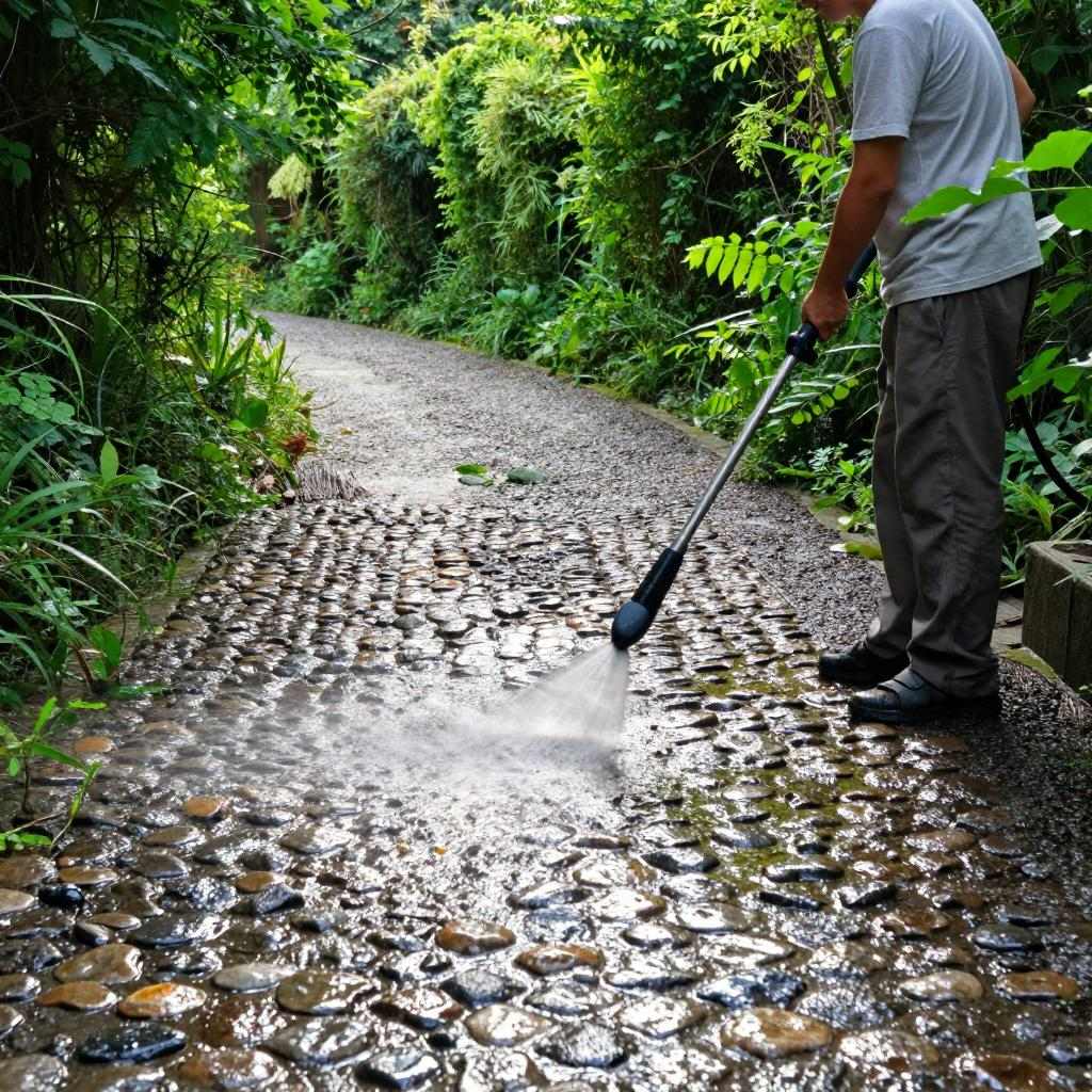 车道上的铺路石日常的清洁与维护工作(图1)